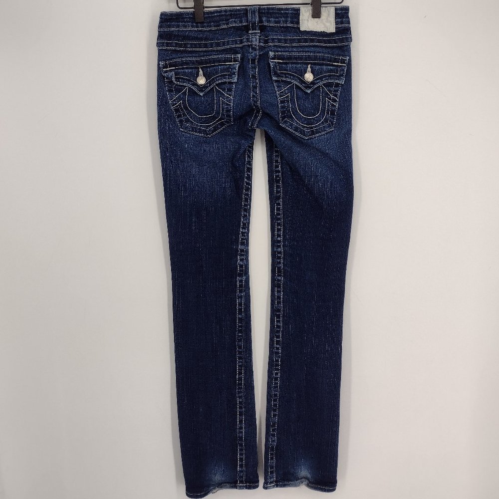 True Religion Billy Embellished Dark Wash Denim Blue Jeans Womens 27